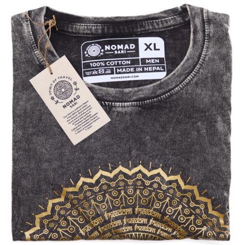 Stone Washed T-Shirt, Größe XL - Mandala - Grau