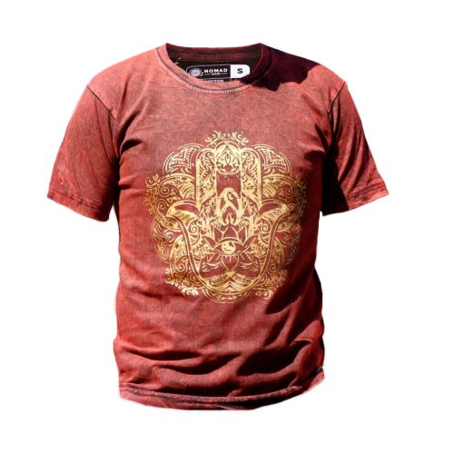 Stone Washed T-shirt, Größe S- Hamsa - Kastanienbraun