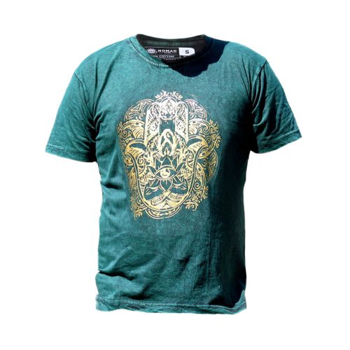 Stone Washed T-Shirt, Größe S- Hamsa - Green