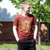 Stone Washed T-Shirt, Größe M - Hamsa - Kastanienbraun
