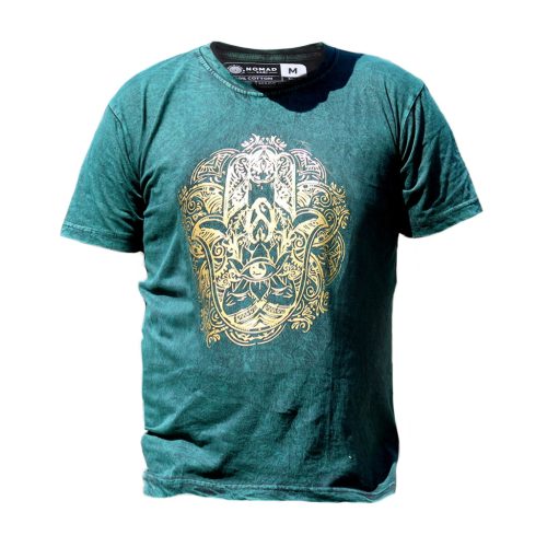 Stone Washed T-shirt, Größe M - Hamsa - Green