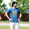 Stone Washed T-Shirt, Größe M - Hamsa - Blue