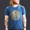Stone Washed T-shirt, Größe L - Hamsa - Blau
