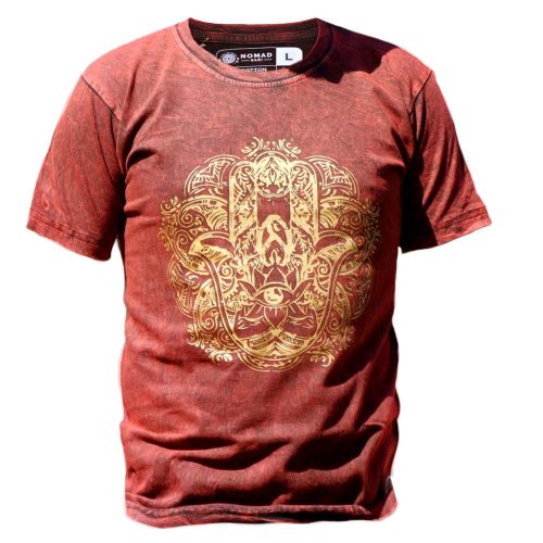 Stone Washed T-shirt, Größe XL - Hamsa - Kastanienbraun