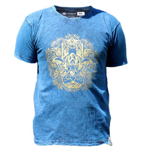 Stone Washed T-shirt, Größe XL - Hamsa - Blue