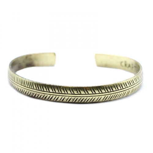 Bronzener Tibetischer Armreif – Schmale Tribal-Blattmuster  