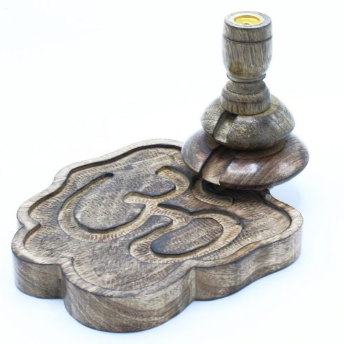 Mittlerer Mango-Holz „Flüssiger Rauch“ Räucherstäbchenhalter – Ohm