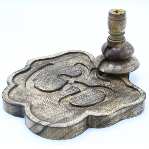 Großer Mango-Holz „Flüssiger Rauch“ Räucherstäbchenhalter – Ohm