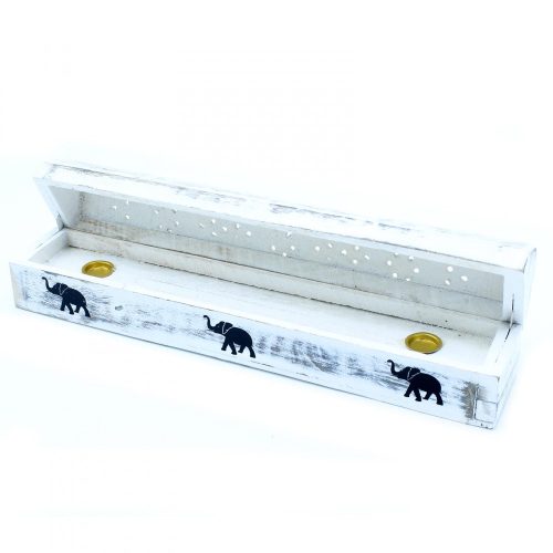 Weißer geriffelter Räucherstäbchenhalter – Box