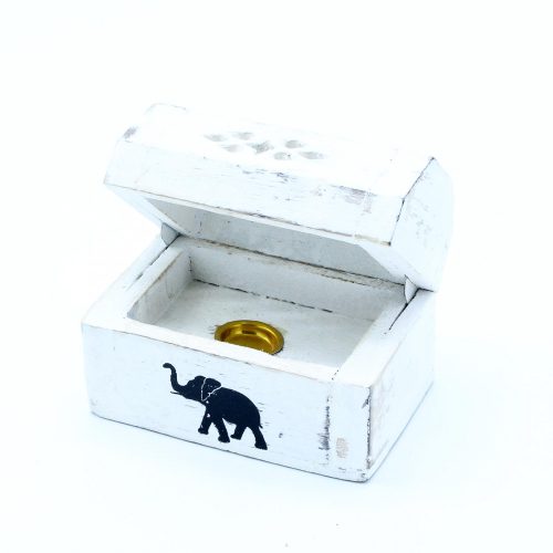 Weißer geriffelter Räucherstäbchenhalter – Kegelbox 8 cm