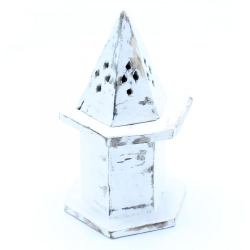 Weißer geriffelter Räucherstäbchenhalter – Pyramide